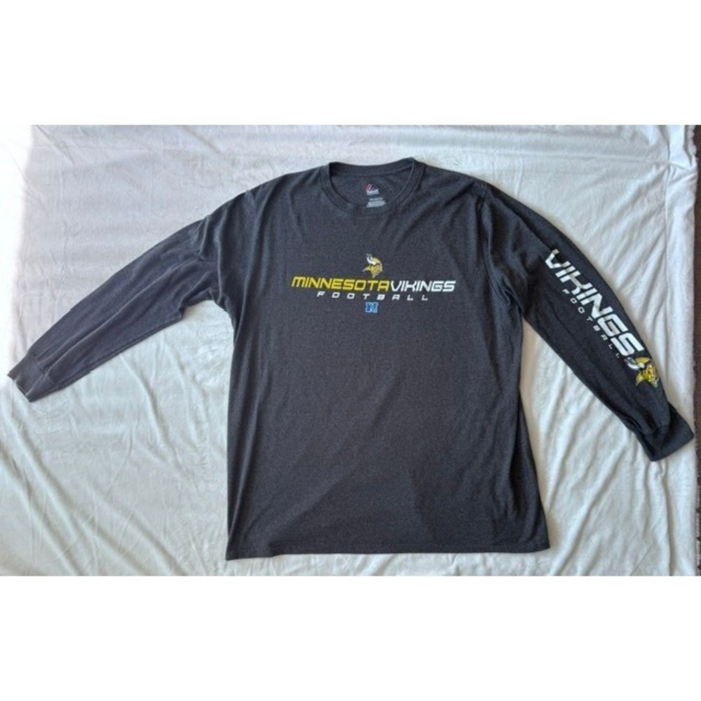 Minnesota Vikings Majestic NFL Football Long Sleeve Shirt Gray Mens 2XL